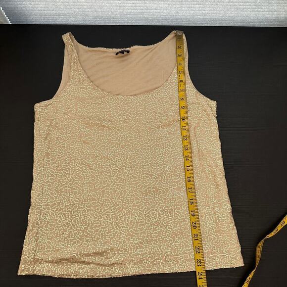 Talbots Tan Scoop Neck Sleeveless Pullover Sequin Tank Top Women's Size Large - Picture 8 of 9